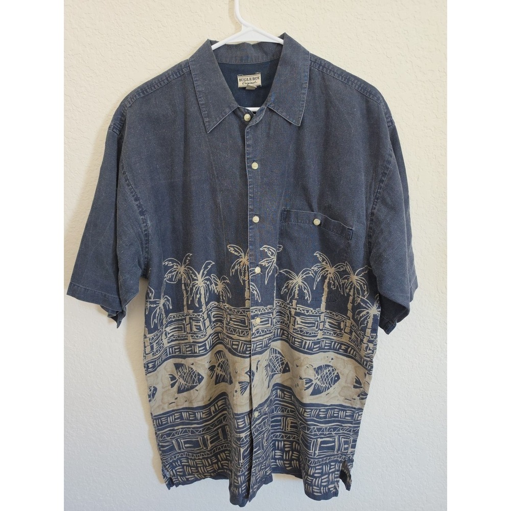 Vintage 90's Bugle Boy  Original Short Sleeve Button Down Shirt Mens Large Vacay